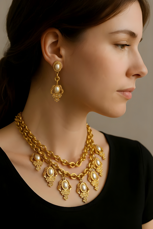 1980's Runway BLANCA Baroque Pearl Layered Necklace