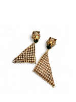 Vintage 70's KJL Lion Crystal Mesh Earrings