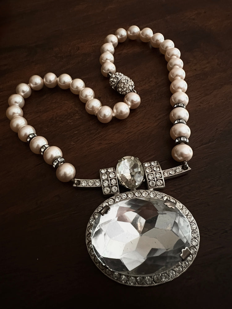 Antique FRENCH Paste & Pearls Budoir Necklace