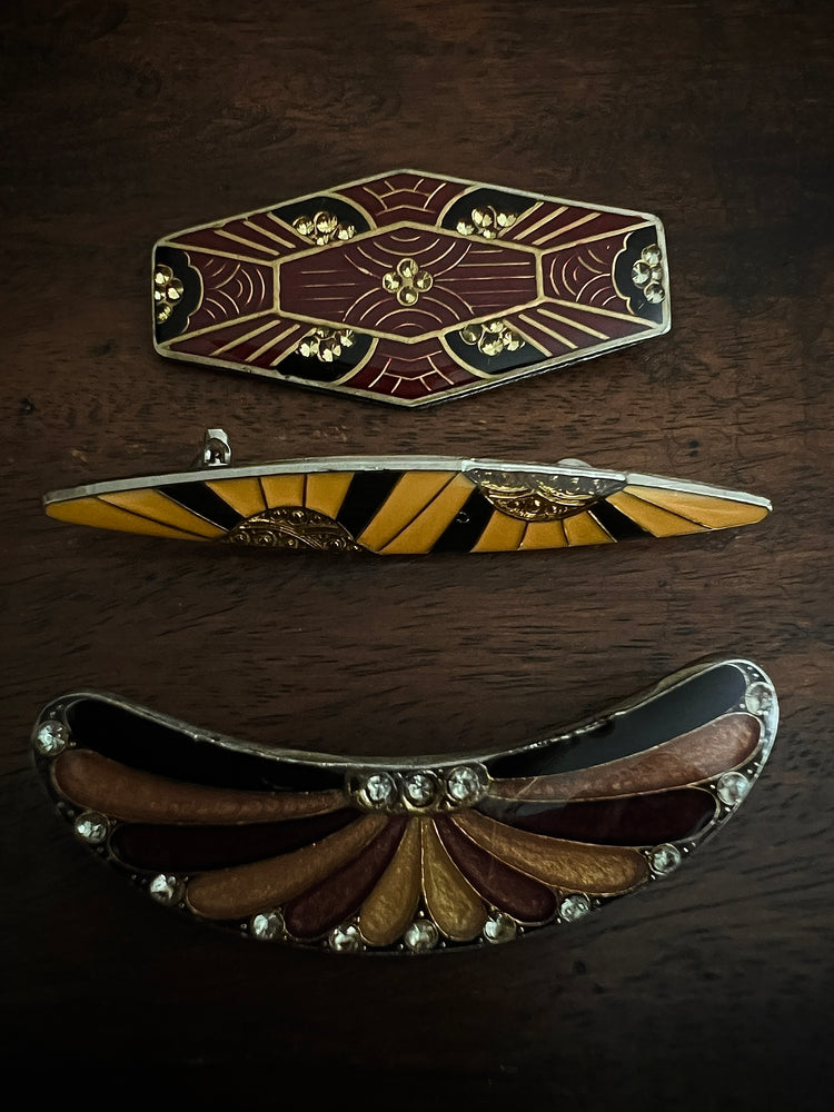 ART DECO Enamel Brooches (3) Pierre Bex