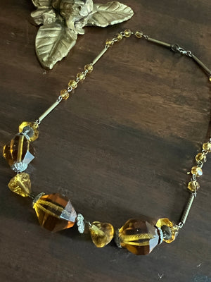 ART DECO Czech Amber Glass Necklace