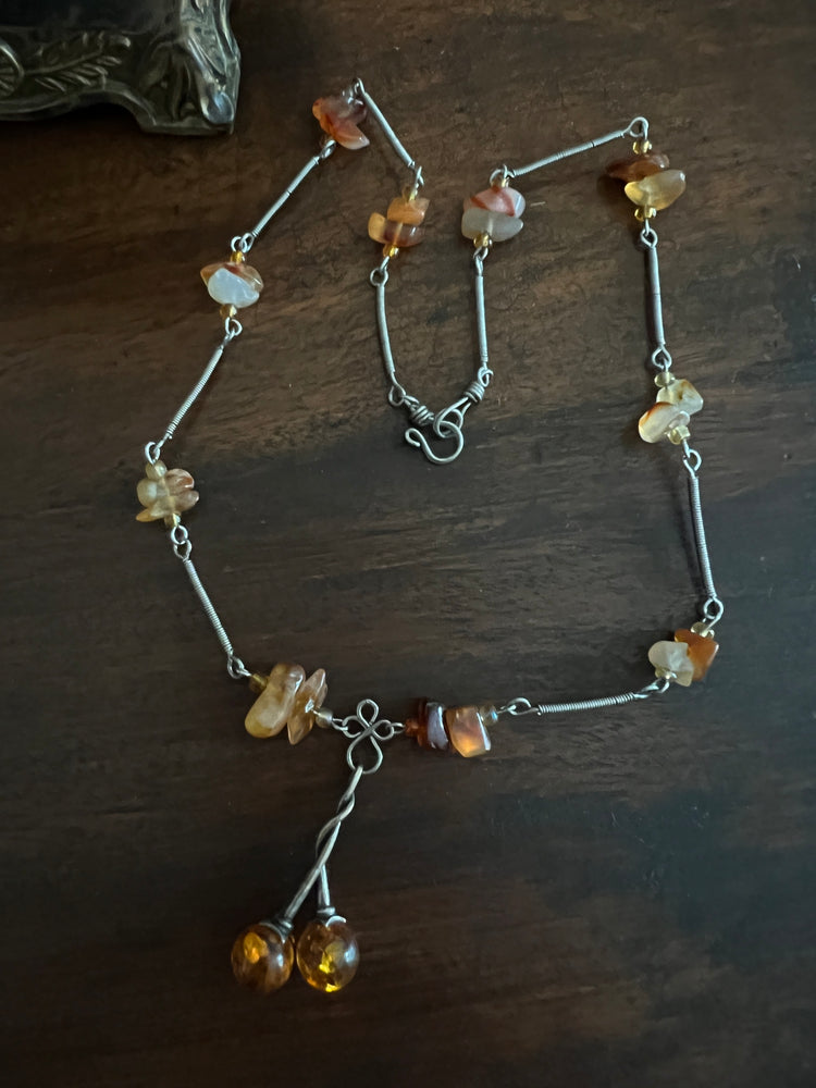 Art Deco CARNELIAN & AMBER Necklace