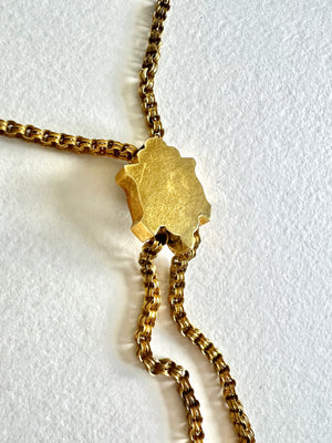 Victorian 14K Gold Ornate Lariat Slider Necklace