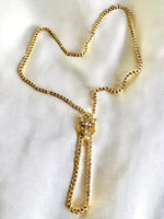 Victorian 14K Gold Ornate Lariat Slider Necklace