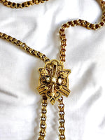 Victorian 14K Gold Ornate Lariat Slider Necklace