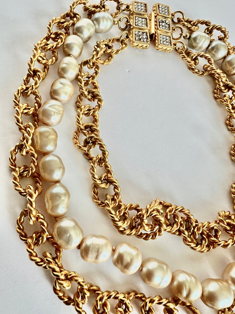 Vintage YOSCA signed RUNWAY Layered Necklace