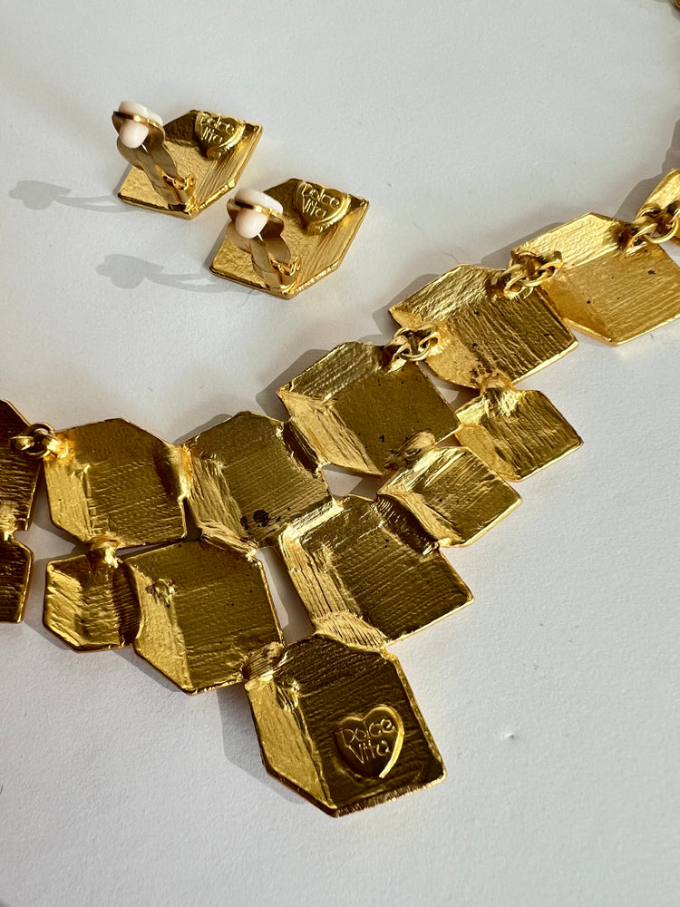 Vintage 90's French DOLCE VITA Modernist Necklace Set