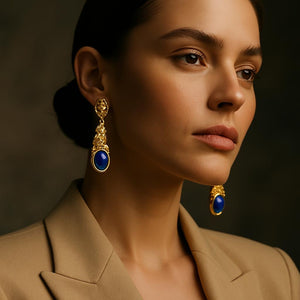 Vintage Baroque DOLCE VITA Sapphire Glass Drop Earrings