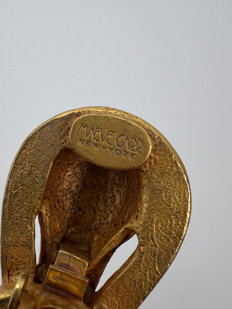 Vintage 90's MAEVE CARR Equestrian Matte Gold Earrings