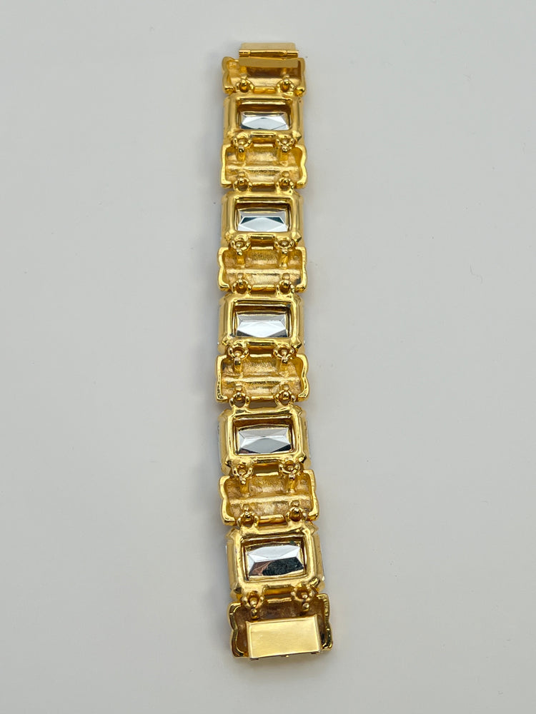 Vintage 80's Chunky GEM-CRAFT Crystal Panel Bracelet