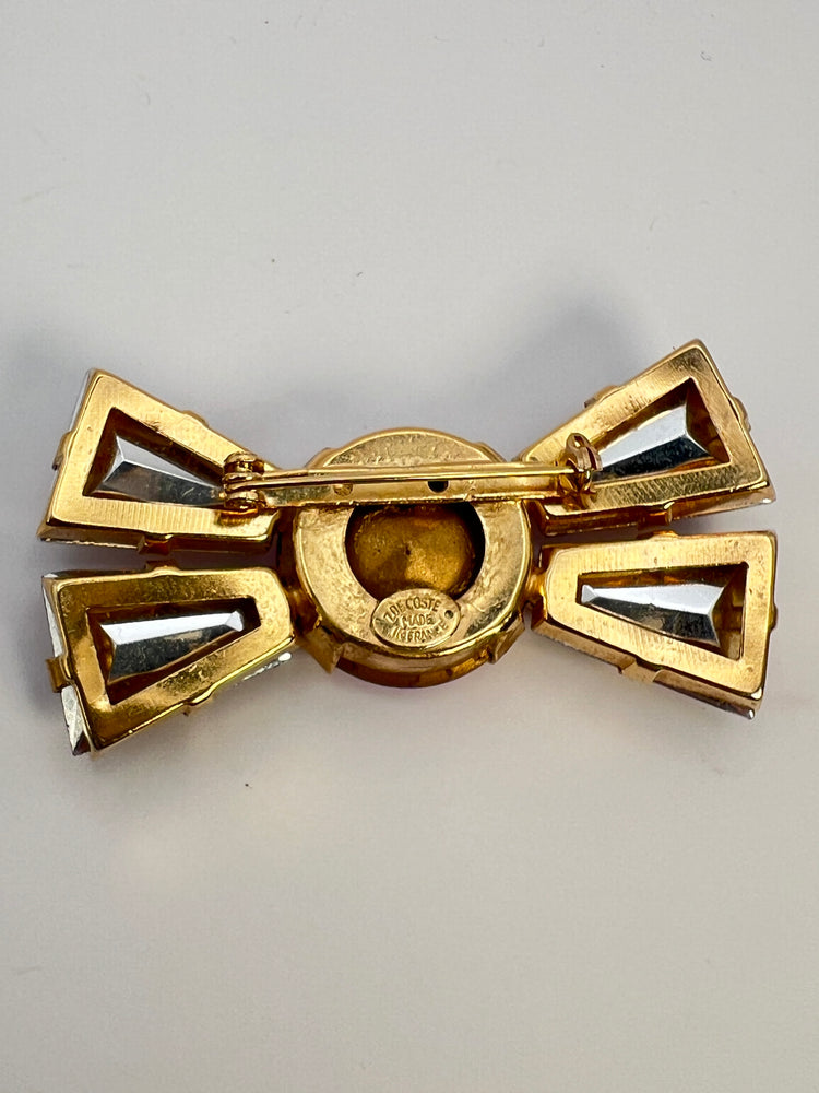 Vintage 80s ZOE COSTE Oversized Purple Crystal Bow Brooch