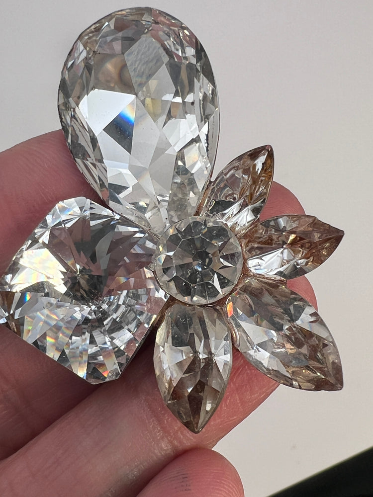 Vintage 80s WENDY GELL Oversized Crystal Gem Earrings