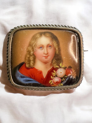1880's Victorian Sterling Limoges Handpainted Brooch