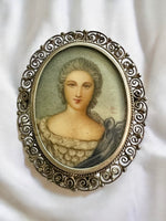 Victorian 800 Silver Handpainted Brooch