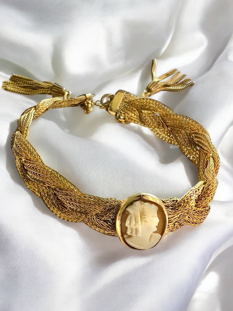 Antique Victorian 12k GF Braided Mesh Tassel Bracelet