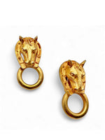Vintage 90's MAEVE CARR Equestrian Matte Gold Earrings