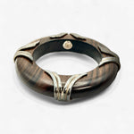 Vintage 90's DOMINQUE AURIENTIS Wood/Silver Bangle Bracelet