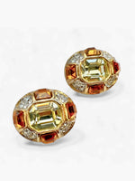 Vintage 60's KENNETH LANE Citrine & Topaz Crystal Earrings
