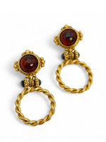 Vintage 80's Oversized ETRUSCAN Glass Knocker Earrings