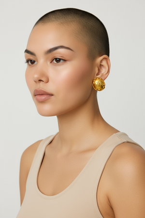 Vintage 80's FRENCH Unsigned Ornate Matte Gold Earrings