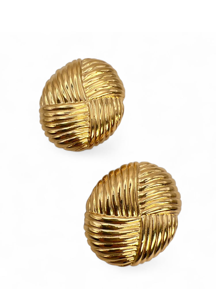 Vintage 80s GIVENCHY Oversized Gold Modernist Earrings