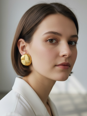 Vintage 80s GIVENCHY Oversized Gold Modernist Earrings
