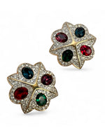 Vintage 90s SWAROVSKI Glass Gemstone & Pavé Earrings