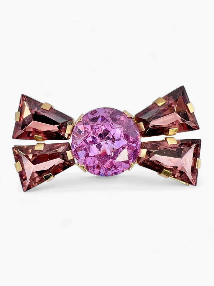 Vintage 80s ZOE COSTE Oversized Purple Crystal Bow Brooch