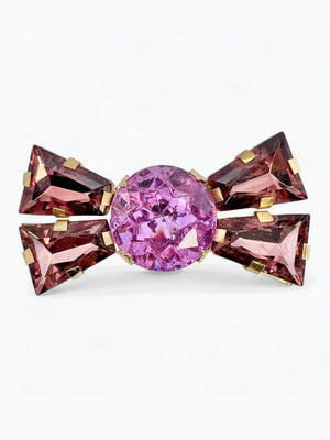 Vintage 80s ZOE COSTE Oversized Purple Crystal Bow Brooch