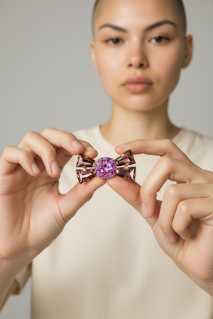 Vintage 80s ZOE COSTE Oversized Purple Crystal Bow Brooch