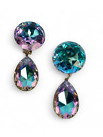 Vintage 80's WENDY GELL Oversized Mystic Topaz Crystal Drop Earrings
