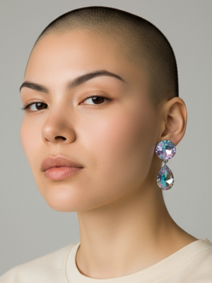 Vintage 80's WENDY GELL Oversized Mystic Topaz Crystal Drop Earrings