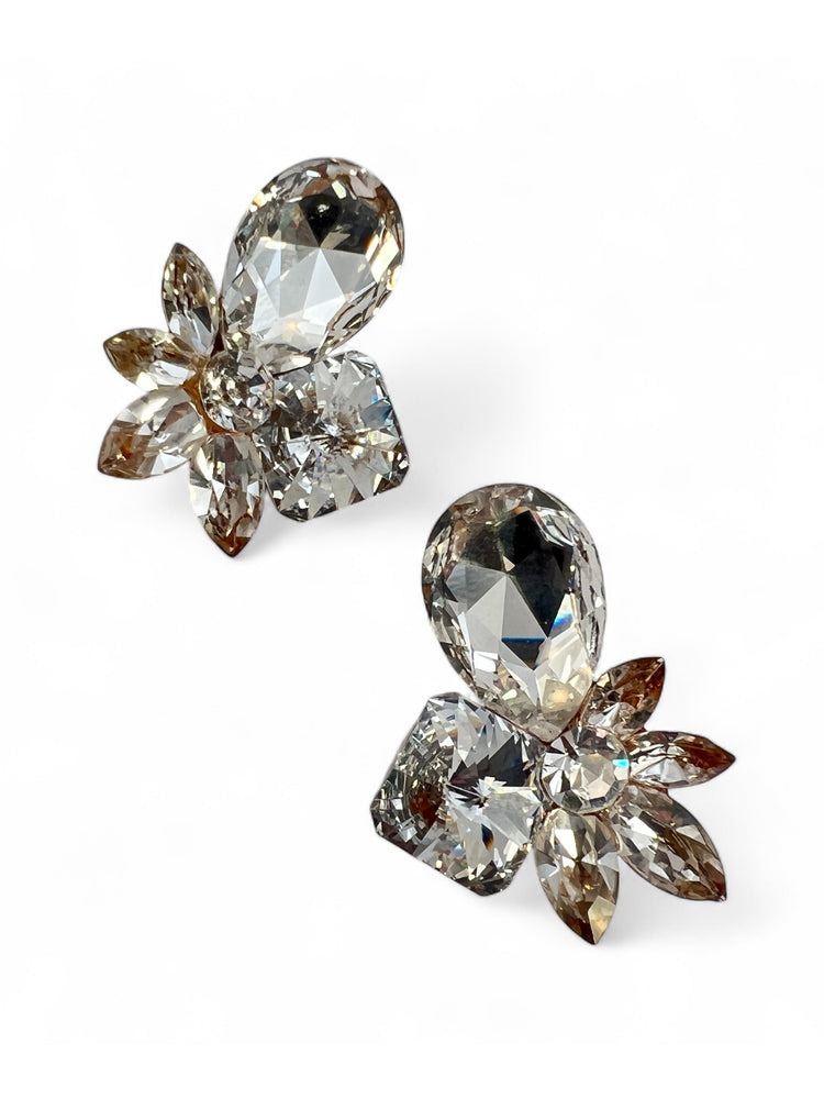 Vintage 80s WENDY GELL Oversized Crystal Gem Earrings