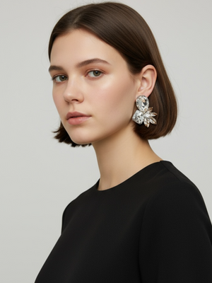 Vintage 80s WENDY GELL Oversized Crystal Gem Earrings