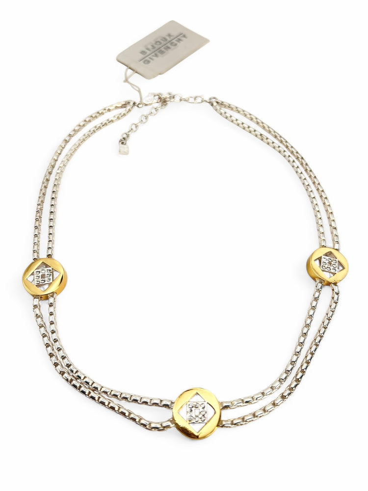 Vintage 90s GIVENCHY Silver & Gold Medallion Necklace