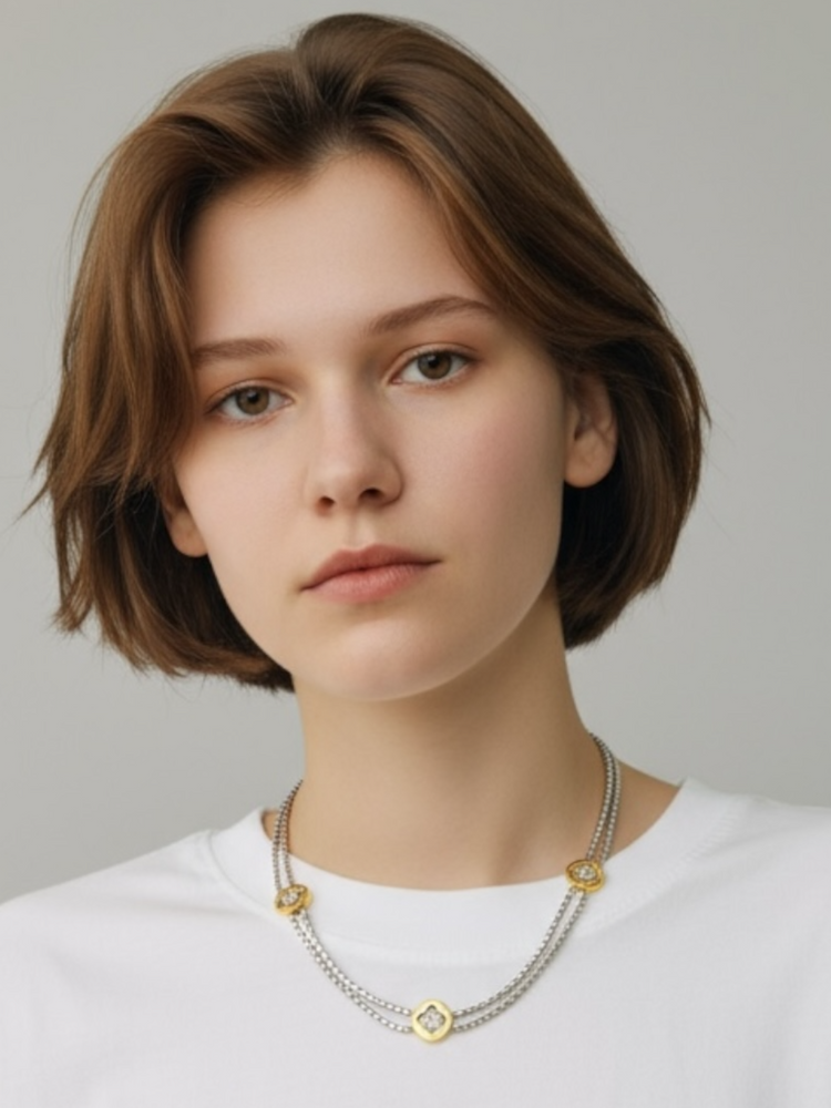 Vintage 90s GIVENCHY Silver & Gold Medallion Necklace