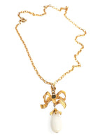 Vintage 90's KARL LAGERFELD Gripoix White Bow Necklace