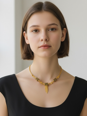 Victorian BOOKCHAIN Brass Fringe Necklace