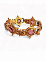 Art Deco Revival Ornate AMETHYST Glass Panel Bracelet