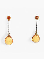 1930's Art Deco CITRINE Glass Drop Earrings