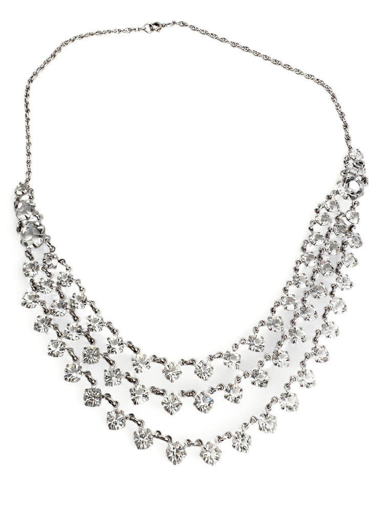 1920's Art Deco Triple Strand RIVIERÉ Choker Necklace