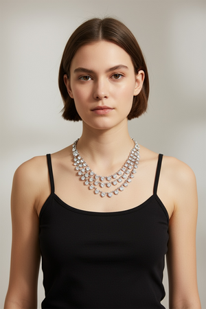 1920's Art Deco Triple Strand RIVIERÉ Choker Necklace