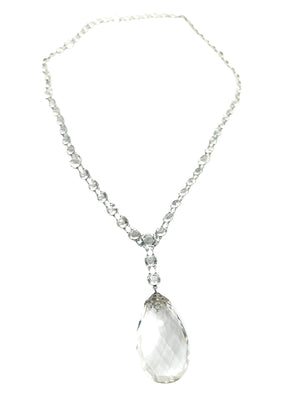 1920's ART DECO Rivieré Crystal Pendant Necklace 28"
