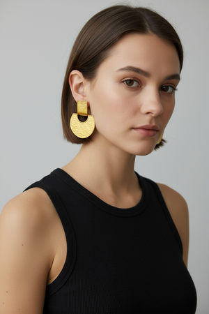90's Oversized DOMINIQUE AURIENTIS Textured Door Knocker Earrings