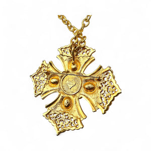 Vintage 90s ALANA STEWART Chunky Maltese Cross Necklace/Brooch