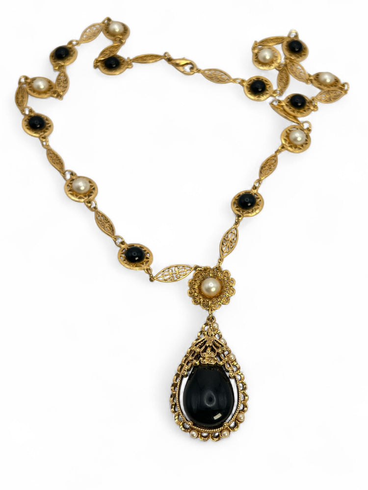 Vintage 80s GEM-CRAFT Ornate FRENCH BAROQUE Long Necklace