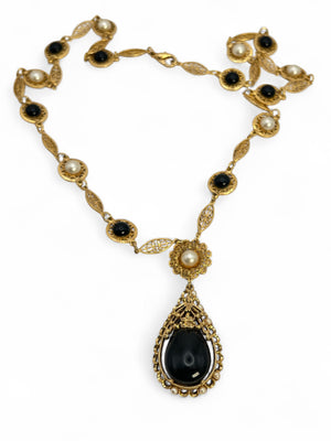 Vintage 80s GEM-CRAFT Ornate FRENCH BAROQUE Long Necklace