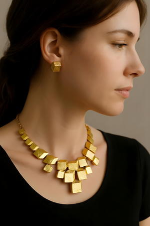 Vintage 90's French DOLCE VITA Modernist Necklace Set