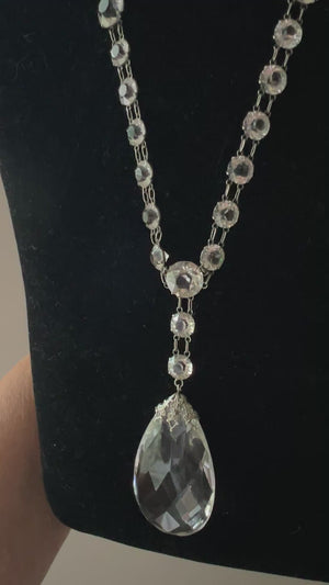 
            
                Load and play video in Gallery viewer, 1920&amp;#39;s ART DECO Rivieré Crystal Pendant Necklace 28&amp;quot;
            
        